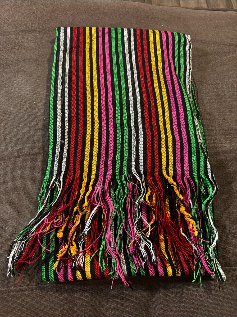 Vibrant Colorful Striped Fringed Scarf Shawl Wrap